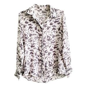Jonathan Simkhai 100% Silk Cow Print Button Down